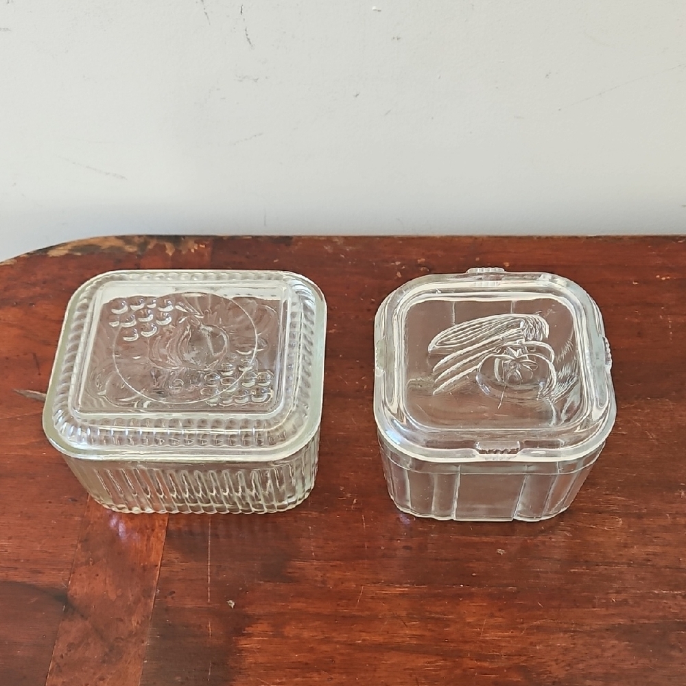 Vintage Depression Glass Refrigerator Containers